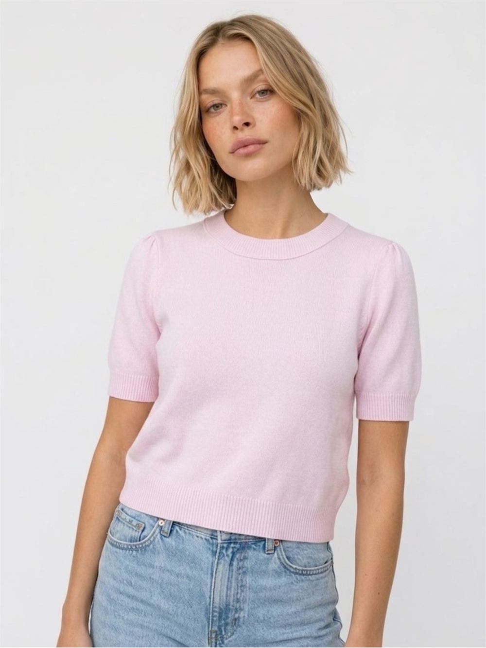 JESSICA SIMPSON  Pastel Pink Short Sleeve Knit Top SIZE XL NWT